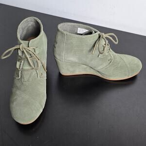 TOMS Women's Kala Wedged Heel Ankle Booties - Dark Olive Size 8